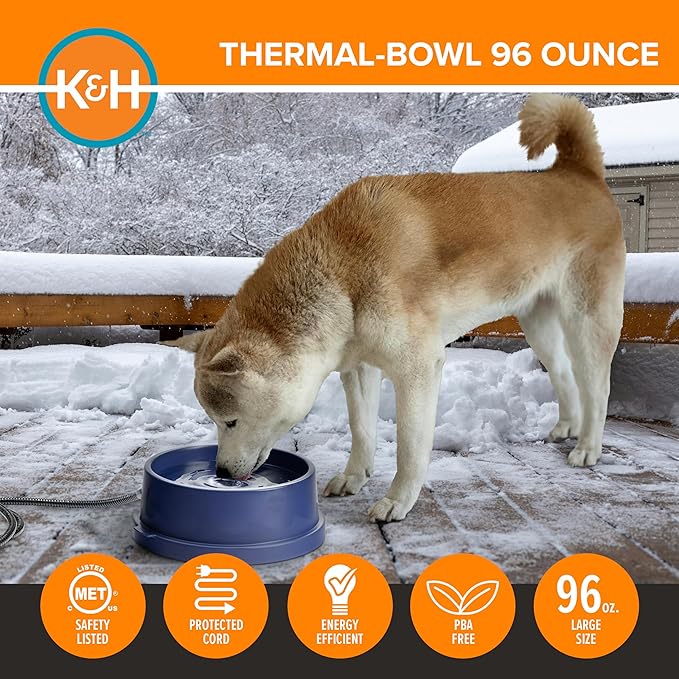 Thermal-Bowl Heated Water Bowl for Cats & Dogs