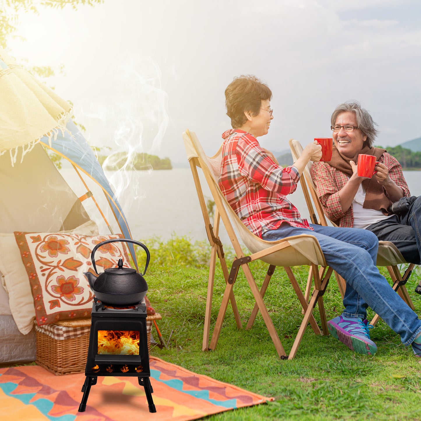 Black Detachable Piece Portable Camping Stove