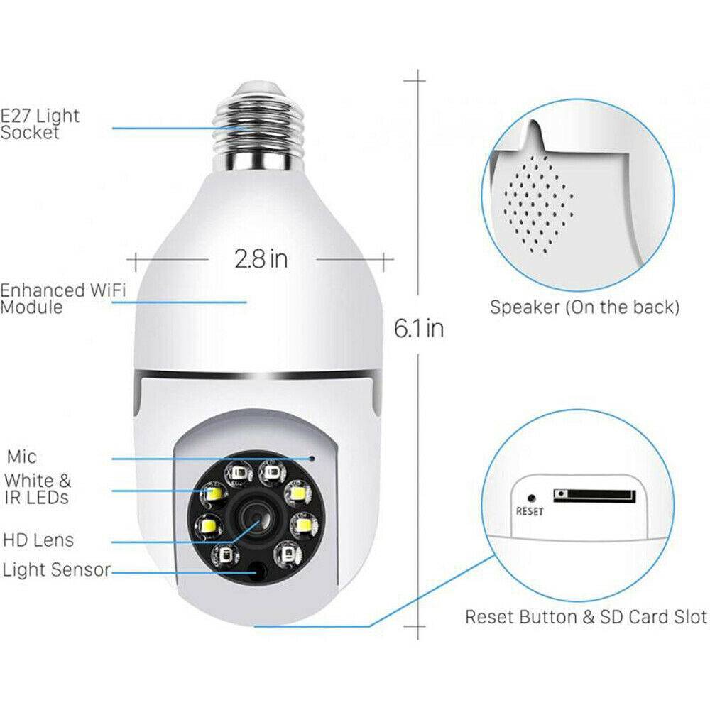 IR E27 Light Bulb Camera 1080P HD