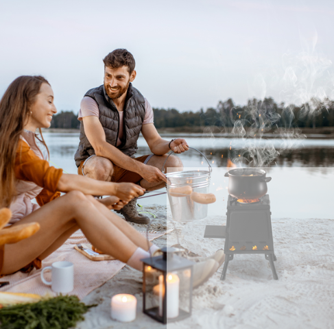 Black Detachable Piece Portable Camping Stove