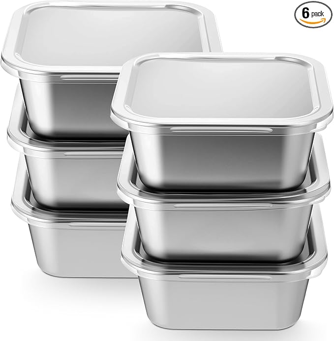 6 Pcs Stainless Steel Food Storage