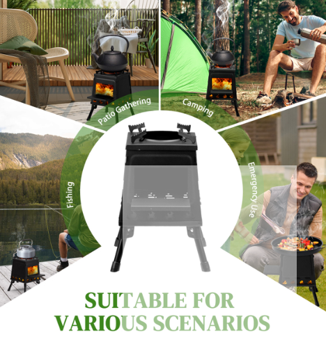 Black Detachable Piece Portable Camping Stove