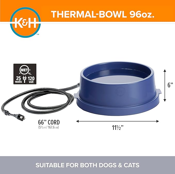Thermal-Bowl Heated Water Bowl for Cats & Dogs