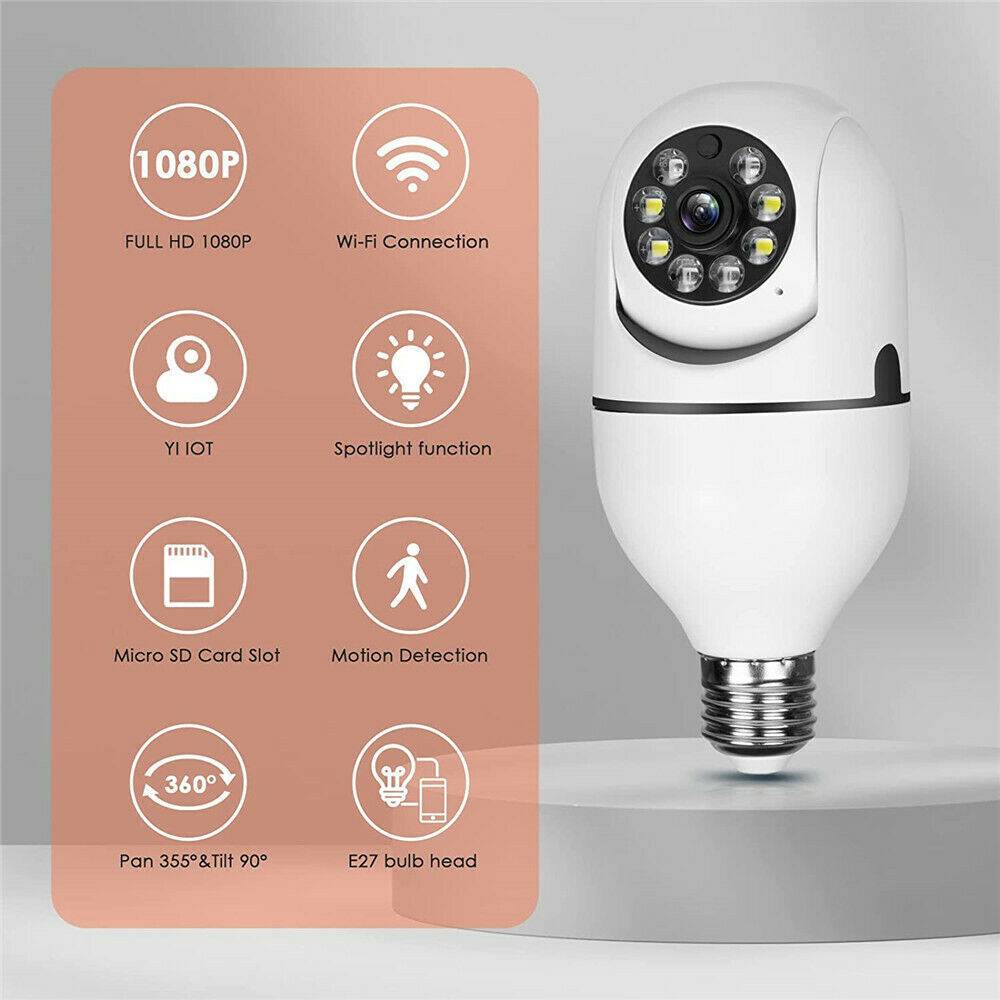 IR E27 Light Bulb Camera 1080P HD